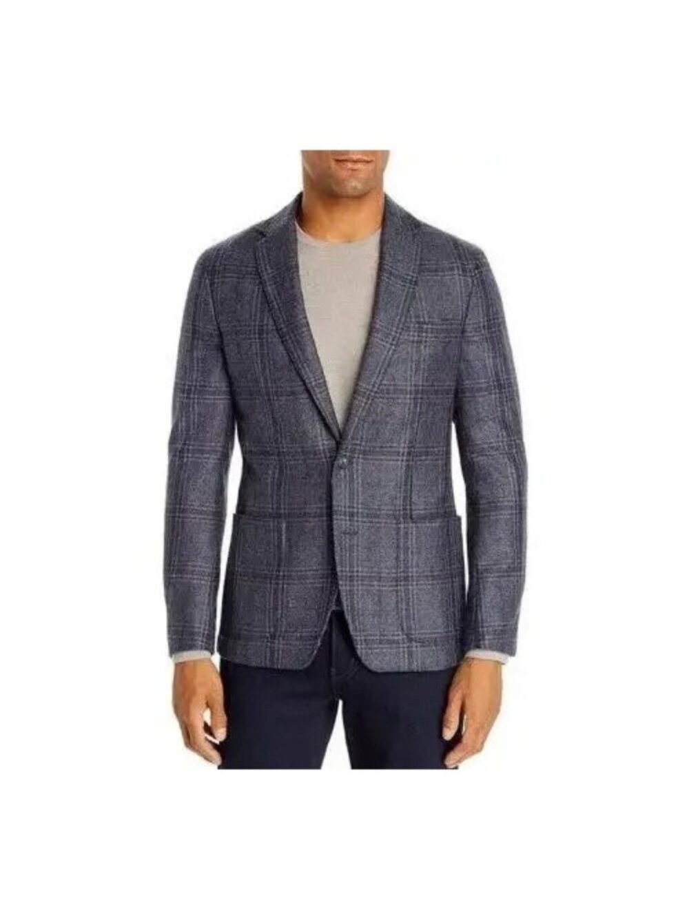 Dylan Gray Checked Classic Fit Wool Blazer Size 44R Blue Gray MSRP $498
